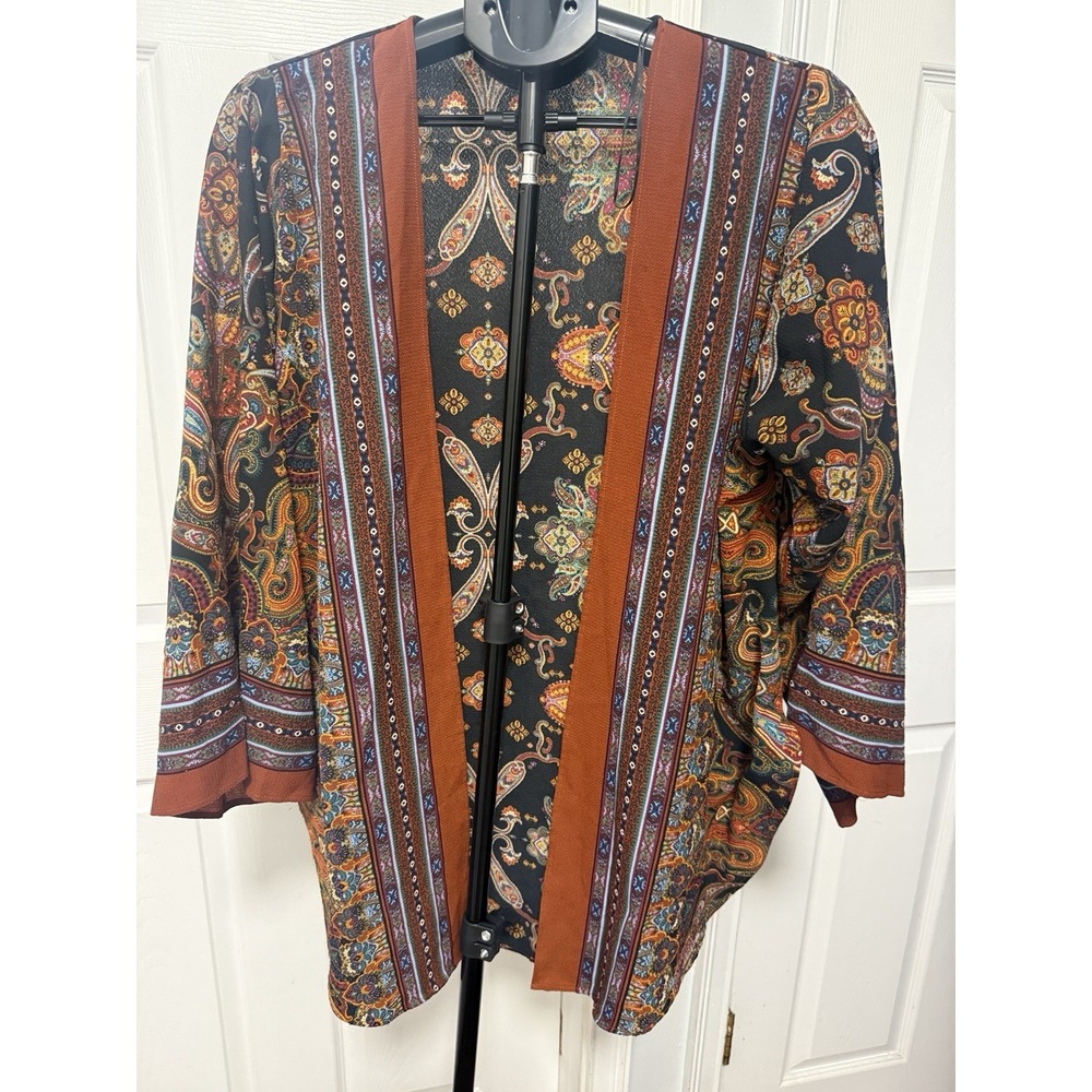 Earthbound Trading Co Paisley Open Front Kimono